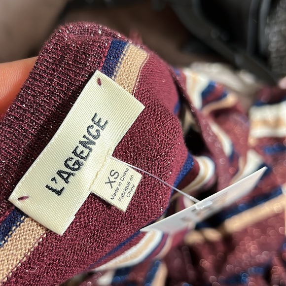 L’AGENCE women lurex’s striped cardigan brown multi dress size XS NWT - Picture 8 of 11